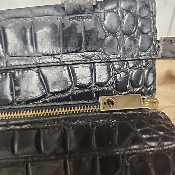 KATE SPADE New York Ridgely Ave Becky Satchel Croc Embossed Leather Black Bag - Picture 12 of 16